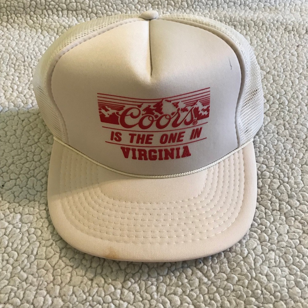 Vintage Coors Beer Trucker Hat Snapback Virginia White Mesh Cap Designer Pro
